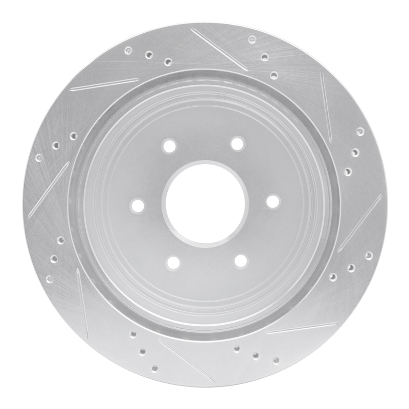 Nissan Titan Brake Rotor (1) - Rear Left - R1 Concepts - Drilled & Slotted - Silver - `17-`24